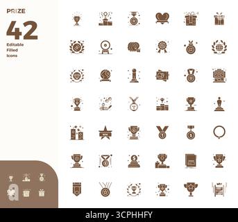 Professionelle Sammlung von 42 Glyph-gefüllten Vektorsymbolen, die den Preis repräsentieren, gefertigt mit 128x128 PIXELN perfekter Präzision für Unternehmensanwendungen Stock Vektor