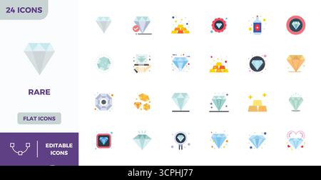 Hochwertige Sammlung von 24 Flat Color Vektor-Symbolen für seltene, akribisch gefertigte, perfekte Auflösung mit 128x128 PIXELN für überragende visuelle Wirkung. Stock Vektor