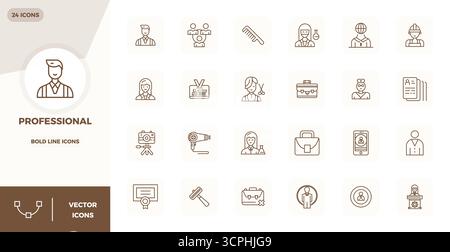 Raffiniertes Paket mit 24 Bold Line Vektorsymbolen für Professional, optimiert mit 128x128 PIXEL perfekte Qualität für elegantes und funktionales Design so Stock Vektor