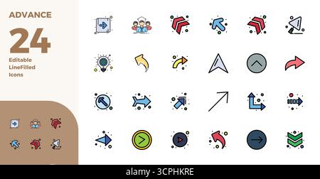 Die ultimative Sammlung von 24 Vektorsymbolen, die die Ästhetik von Duotone repräsentieren, optimiert mit einer perfekten Auflösung von 128x128 PIXELN für maximale Wirkung. Stock Vektor