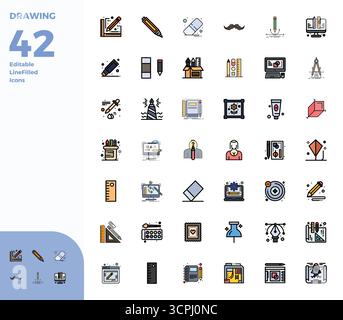 Entdecken Sie 42 Duotone-Vektorsymbole, die speziell für das Zeichentrick entwickelt wurden. Die Designs mit 128x128 PIXELN sind perfekt für moderne UI/UX-Projekte. Stock Vektor