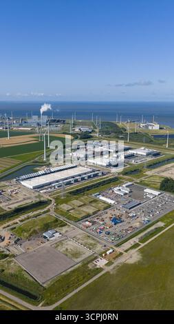 Erweiterung des Rechenzentrums in Eemshaven, Groningen, Niederlande. Big Tech, Big Data, KI-Infrastruktur. Stockfoto