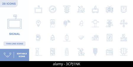 Branchenführendes Paket mit 28 Perfect Vektorsymbolen mit minimalen ZEILENPIXELN für Signal, Größe 128x128 für optimales Rendering und hervorragende Benutzeroberflächen. Stock Vektor