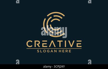 Creative Letter C Logo Design Vektor mit kurzen Linien Stock Vektor