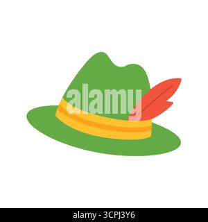 Deutscher Hut. Isolierter weißer Hintergrund. Vektorabbildung mit flachem Stil. Stock Vektor