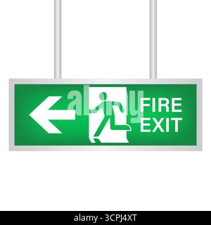 Exit-Schild. Notausstiegsschild. Notausgangsschild. Vektorabbildung. Stock Vektor