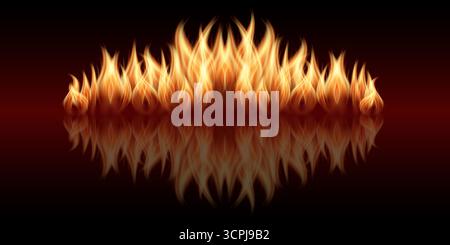 Feuer Flammen. Vektorillustration isoliert auf schwarzem Hintergrund. Stock Vektor