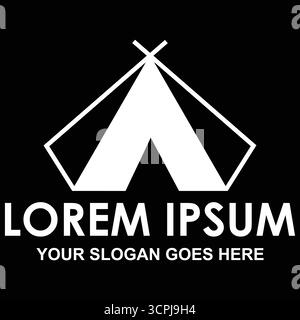 Geometrischer Zeltbuchstabe Ein Logo-Symbol. Moderne minimalistische Vektor-Design-Vorlage für Outdoor-, Abenteuer- und Camping-Unternehmen. Stock Vektor