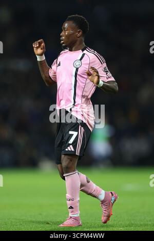 West Bromwich, Großbritannien. September 2025. Abdul Fatawu aus Leicester City während des Spiels West Bromwich Albion vs Leicester City Sky Bet Championship bei den Hawthorns in West Bromwich. Der Bildnachweis sollte lauten: James Baylis/Sportimage Credit: Sportimage Ltd/Alamy Live News Stockfoto