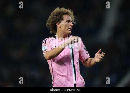 West Bromwich, Großbritannien. September 2025. Wout Faes aus Leicester City während des West Bromwich Albion vs Leicester City Sky Bet Championship Matches in den Hawthorns, West Bromwich. Der Bildnachweis sollte lauten: James Baylis/Sportimage Credit: Sportimage Ltd/Alamy Live News Stockfoto