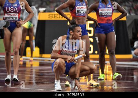 Sydney McLaughlin-Levrone aus den USA trat im Finale der 4x400 m langen Frauen bei den Leichtathletik-Weltmeisterschaften Tokio 2025 im Nationalstadion o an Stockfoto