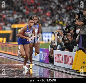 Sydney McLaughlin-Levrone aus den USA trat im Finale der 4x400 m langen Frauen bei den Leichtathletik-Weltmeisterschaften Tokio 2025 im Nationalstadion o an Stockfoto