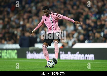 West Bromwich, Großbritannien. September 2025. Stephy Mavididi aus Leicester City während des West Bromwich Albion vs Leicester City Sky Bet Championship Matches bei den Hawthorns, West Bromwich. Der Bildnachweis sollte lauten: James Baylis/Sportimage Credit: Sportimage Ltd/Alamy Live News Stockfoto