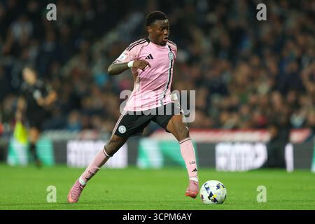 West Bromwich, Großbritannien. September 2025. Abdul Fatawu aus Leicester City während des Spiels West Bromwich Albion vs Leicester City Sky Bet Championship bei den Hawthorns in West Bromwich. Der Bildnachweis sollte lauten: James Baylis/Sportimage Credit: Sportimage Ltd/Alamy Live News Stockfoto
