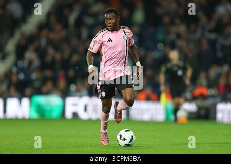 West Bromwich, Großbritannien. September 2025. Abdul Fatawu aus Leicester City während des Spiels West Bromwich Albion vs Leicester City Sky Bet Championship bei den Hawthorns in West Bromwich. Der Bildnachweis sollte lauten: James Baylis/Sportimage Credit: Sportimage Ltd/Alamy Live News Stockfoto