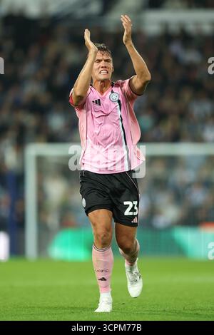 West Bromwich, Großbritannien. September 2025. Jannik Vestergaard aus Leicester City während des Spiels West Bromwich Albion vs Leicester City Sky Bet Championship bei den Hawthorns in West Bromwich. Der Bildnachweis sollte lauten: James Baylis/Sportimage Credit: Sportimage Ltd/Alamy Live News Stockfoto