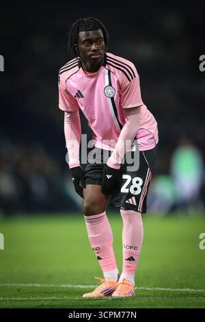 West Bromwich, Großbritannien. September 2025. Jeremy Monga von Leicester City während des West Bromwich Albion vs Leicester City Sky Bet Championship Matches in den Hawthorns, West Bromwich. Der Bildnachweis sollte lauten: James Baylis/Sportimage Credit: Sportimage Ltd/Alamy Live News Stockfoto