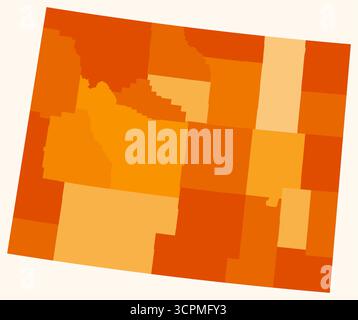 Karte von Wyoming mit Countys. Nur eine einfache Grenzkarte mit Bezirksverteilung. Orangefarbene Farbpalette. Stock Vektor