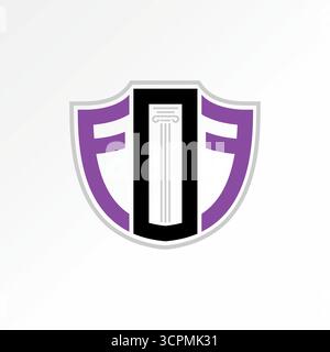 Logo Design Grafik Konzept kreatives Premium Vektor Stock Bild oben verkaufen Initial FO oder FOF Schriftart auf Schild Schutz mit Gebäude Säule Recht Recht Firma Stock Vektor