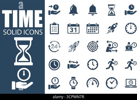 ZEITLICHE Symbole | Vektorsymbole FÜR Uhr, Zeitplan und Kalender Stock Vektor