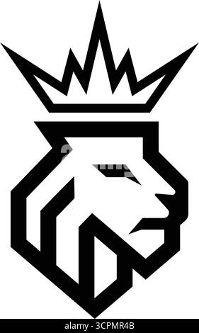 Vektorkunst des Löwenkopfes Logo mit Krone, ein Symbol des Power-Logos Stock Vektor
