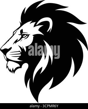 Eine Logo-Vektorkunst mit Löwenkopf-Profil mit einer majestätischen Mähne Stock Vektor