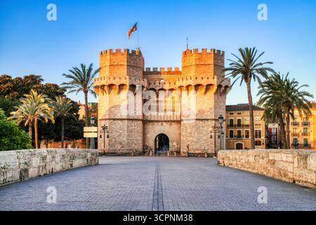 Serrano Towers (Torres de Serranos) Monument, Valencia, Spanien Schlüsselwörter: valencia, spanien, Stadt, Landschaft, Stockfoto