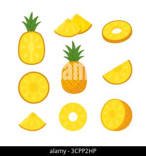 Obstsammlung mit tropischen Ananas Stock Vektor