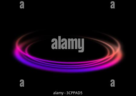 Bunte Neonlichtwellen auf schwarzem Hintergrund für abstraktes futuristisches Design Stockfoto