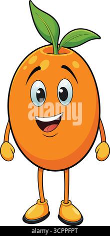 Lächelnde orangefarbene Zeichentrickfigur auf transparentem Hintergrund Stock Vektor