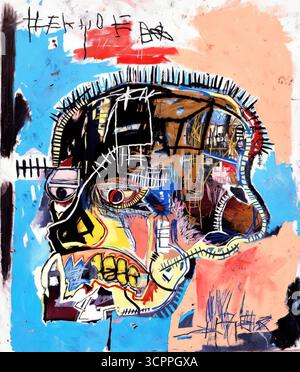 ean-Michel Basquiat, Schädel, 1984, neo-expressionistisches Meisterwerk der Anatomie und Identität. Stock Vektor