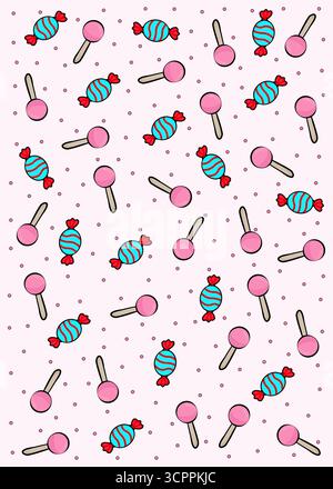 Buntes Candy-Muster. Süßes und unterhaltsames nahtloses Dessertdesign Stock Vektor