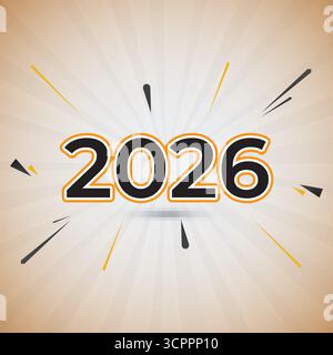 Grußkarte Happy New Year 2026 Stock Vektor