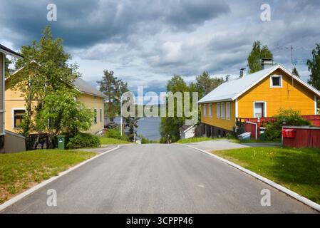 Traditionelle finnische Architektur in Nurmes, Finnland Stockfoto
