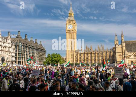 LONDON, GROSSBRITANNIEN. September 2025. Schätzungsweise 200.000 Menschen marschierten durch das Zentrum Londons und forderten einen Waffenstillstand in Gaza Credit: Ian Humphreys Stockfoto