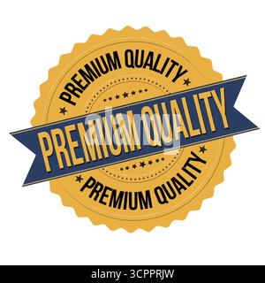 Pemium-Qualität goldenes Abzeichen, Emblem oder Etikett auf weißem Hintergrund, Vektorillustration Stock Vektor