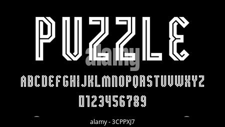 Satz von Alphabeten Schriftbuchstaben und Zahlen modernes abstraktes Design mit Linie Labyrinth Konzept Vektor Illustration Stock Vektor