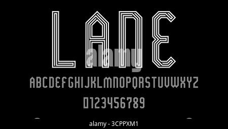 Satz von Alphabeten Schriftbuchstaben und Zahlen modernes abstraktes Design mit Linie Labyrinth Konzept Vektor Illustration Stock Vektor
