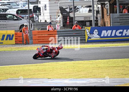 Motegi, Japan. September 2025. Ducati-Fahrer Francesco Bagnaia beim Sprint-Rennen im Mobility Resort Motegi der MotoGP Japan 2025. Quelle: Ranjith Kumar/Alamy Live News Stockfoto