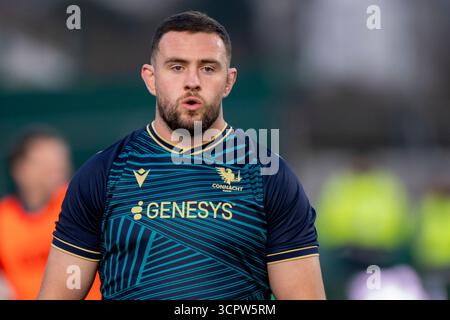 Galway, Republik Irland. September 2025. Josh Murphy von Connacht Rugby während des Spiels der United Rugby Championship Runde 1 zwischen Connacht Rugby und Benetton Rugby im Dexcom Stadium in Galway, Irland am 27. September 2025 (Foto: Andrew SURMA/ Credit: SIPA USA/Alamy Live News Stockfoto
