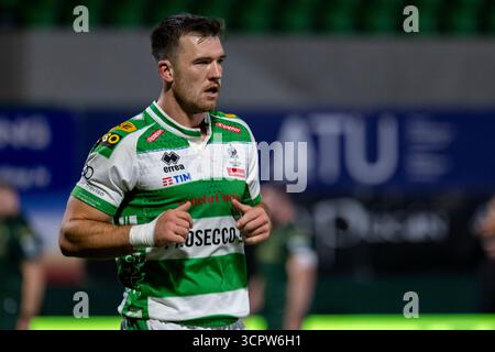 Galway, Republik Irland. September 2025. Matt Gallagher von Benetton Rugby während des Spiels der United Rugby Championship Runde 1 zwischen Connacht Rugby und Benetton Rugby im Dexcom Stadium in Galway, Irland am 27. September 2025 (Foto: Andrew SURMA/ Credit: SIPA USA/Alamy Live News Stockfoto
