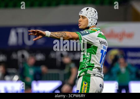 Galway, Republik Irland. September 2025. Jacob Umaga von Benetton Rugby während des Spiels der United Rugby Championship Runde 1 zwischen Connacht Rugby und Benetton Rugby im Dexcom Stadium in Galway, Irland am 27. September 2025 (Foto: Andrew SURMA/ Credit: SIPA USA/Alamy Live News Stockfoto
