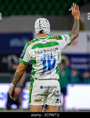 Galway, Republik Irland. September 2025. Jacob Umaga von Benetton Rugby während des Spiels der United Rugby Championship Runde 1 zwischen Connacht Rugby und Benetton Rugby im Dexcom Stadium in Galway, Irland am 27. September 2025 (Foto: Andrew SURMA/ Credit: SIPA USA/Alamy Live News Stockfoto