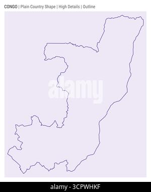 Kongo einfache Landkarte. Hohe Details. Umrissstil. Kongoform. Vektorabbildung. Stock Vektor