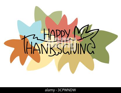 Happy Thanksgiving Hand-Schriftzug auf buntem floralem Hintergrund Stock Vektor