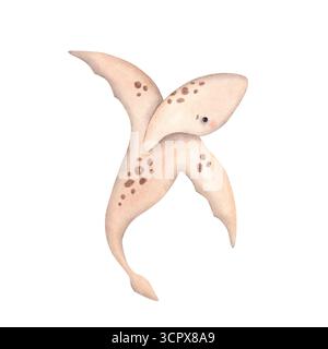 Geburtstagsparty Für Dinosaurier. Aquarell handgezeichnete Illustration mit Baby Dino - rosa Pterodactyl. Tiere des Jura. Dino-Thema Stockfoto