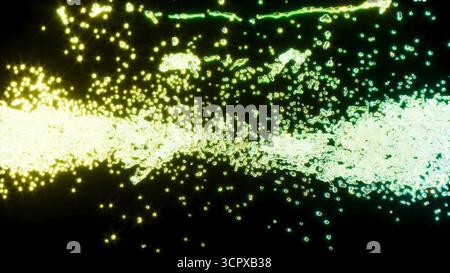 Farbglasspritzer auf schwarzem BG 3D-Rendering Stockfoto