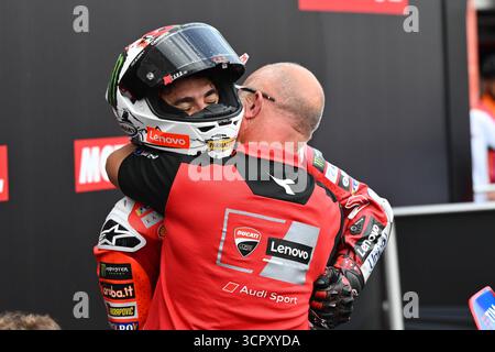Motegi, Japon. September 2025. Rennen des MotoGP Motul Grand Prix von Japan auf dem Motegi Circuit. Japon, 28. September 2025 im Bild: Francesco Bagnaia Carreras del Gran Premio Motul de MotoGP de Japon en el Circuito de Motegi, Japon, 28 de Septiembre de 2025 POOL/MotoGP.com/Cordon Pressebilder sind nur für redaktionelle Zwecke bestimmt. Obligatorischer Vermerk: © MotoGP.com Credit: CORDON PRESS/Alamy Live News Stockfoto