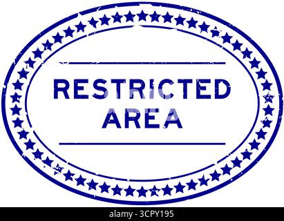 Grunge blauer, eingeschränkter Bereich, ovaler Siegelstempel auf weißem Hintergrund Stock Vektor