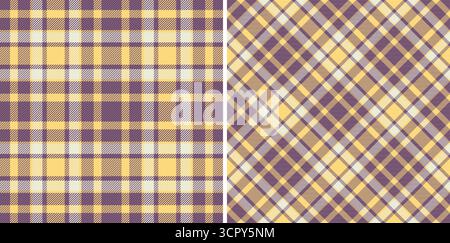 Schottenkaro-Check aus nahtlosem Textilgewebe mit einem Texturmuster Hintergrund Vektor. In den Farben des Sonnenuntergangs für modische Bandanas im coolen Stil. Stock Vektor